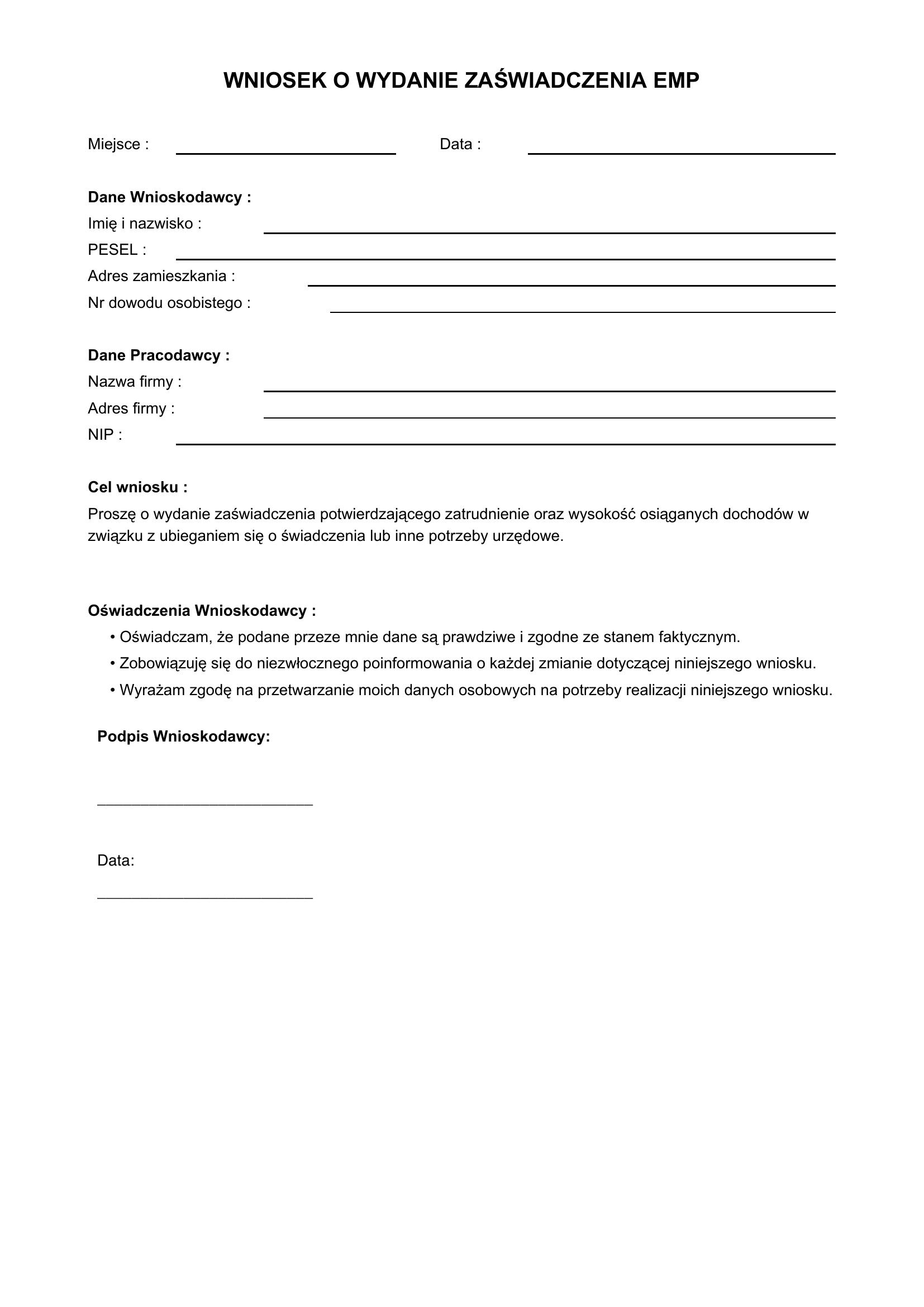 Wniosek Emp Jak Wypełnić